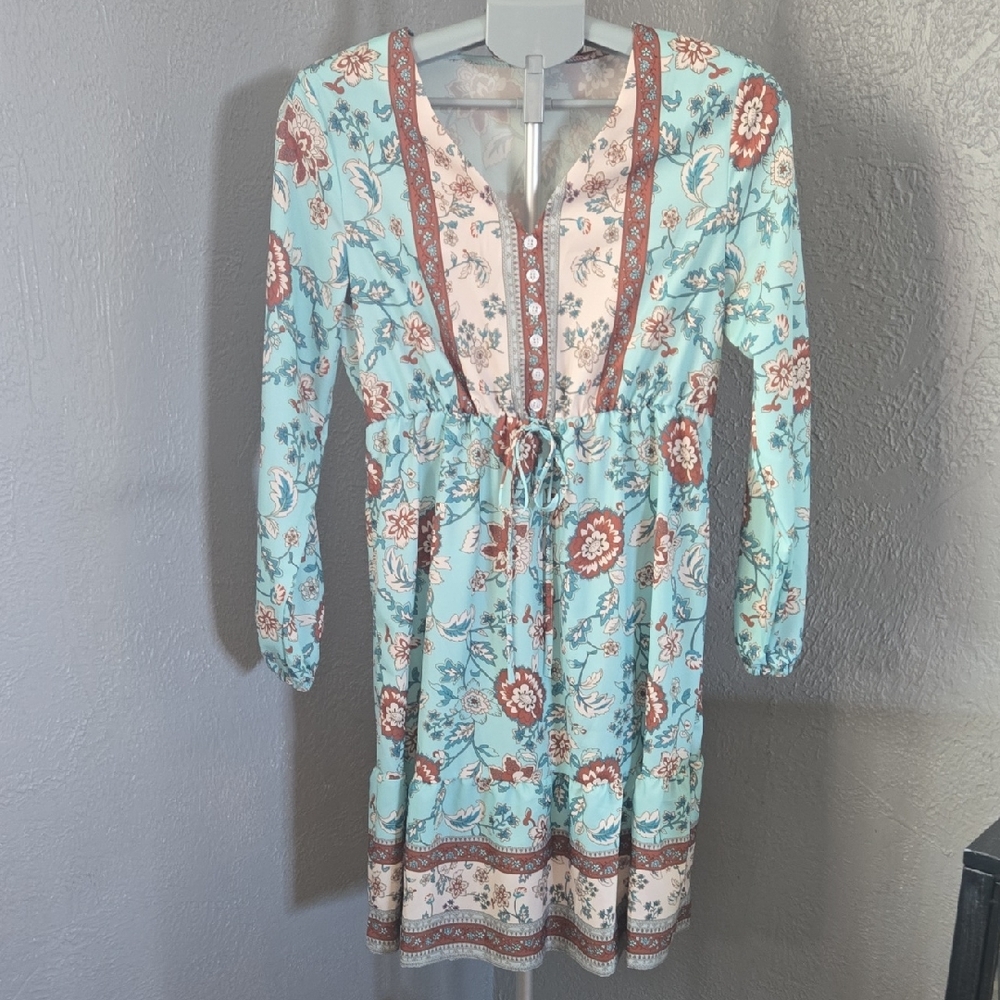 Elegant Floral Long Sleeve Dress